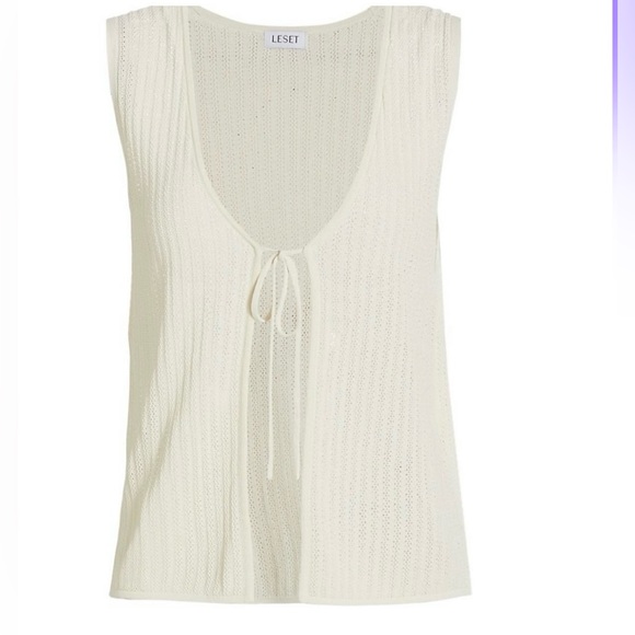 le set Jasmine Pointelle knit waistcoat in off white -BNWT - Picture 2 of 3